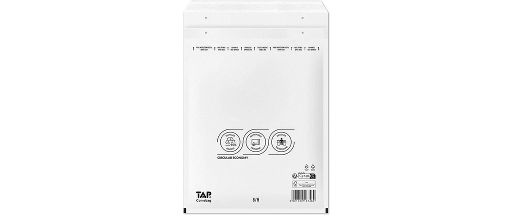 Antalis Pochette rembourrée à bulles d’air TAP Comebag, Taille E, blanc, 100 pièces