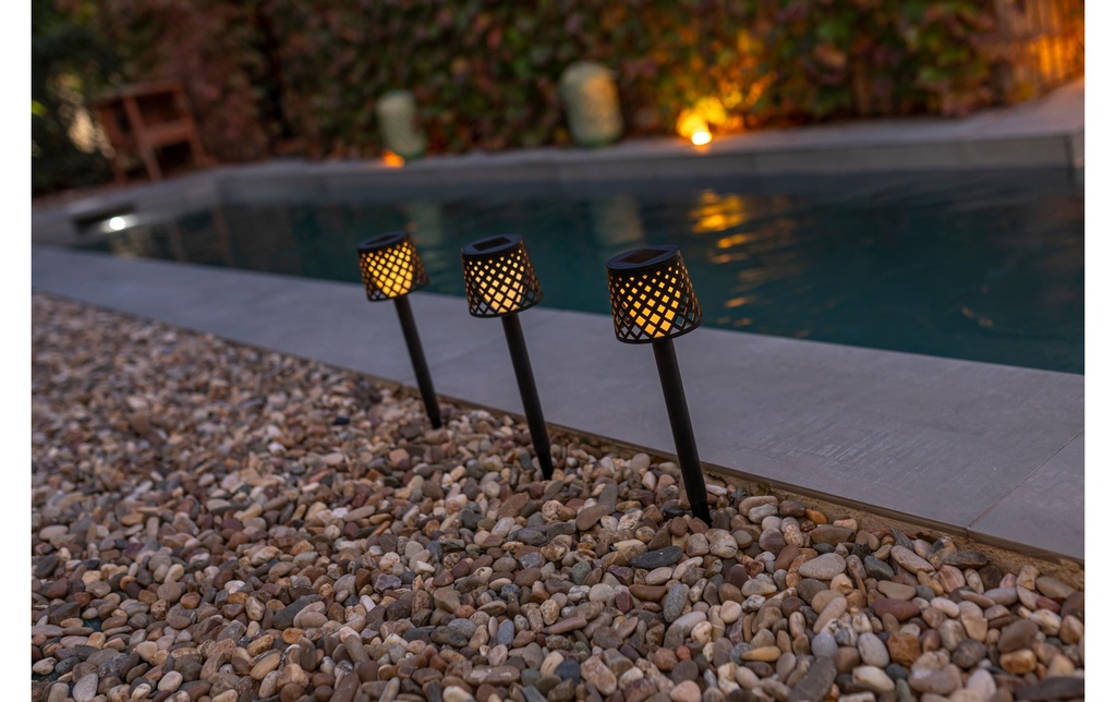 new Garden Gretita Piquet de jardin solaire (4 pièces) - couleur noir