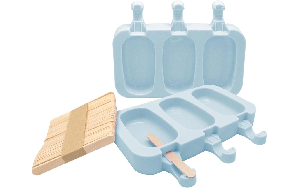 Nerthus Moule à glace Set de 50 bâtonnets en bois Bleu