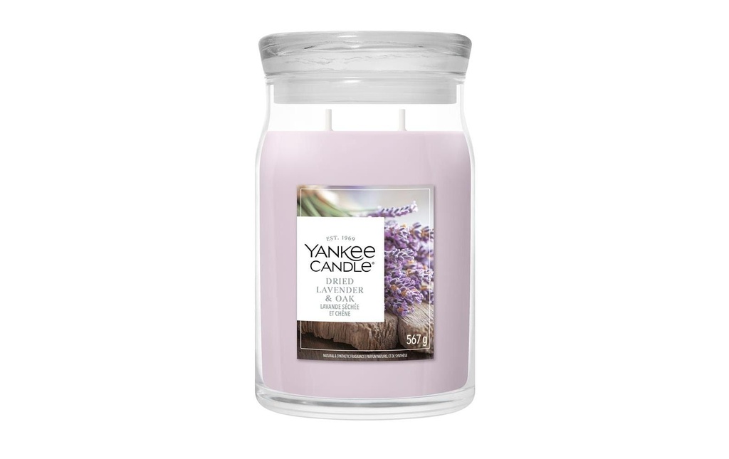 Yankee Candle Signature Bougie parfumée Dried Lavender & Oak Signature Large Jar