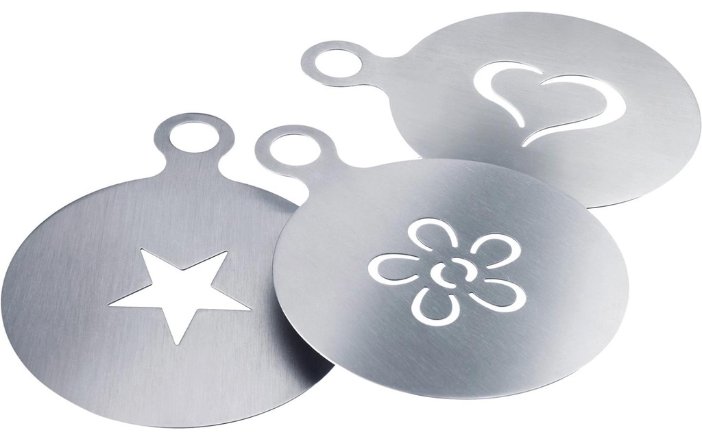 Westmark Pochoirs à décorer Cappuccino 3 pièces, Argenté