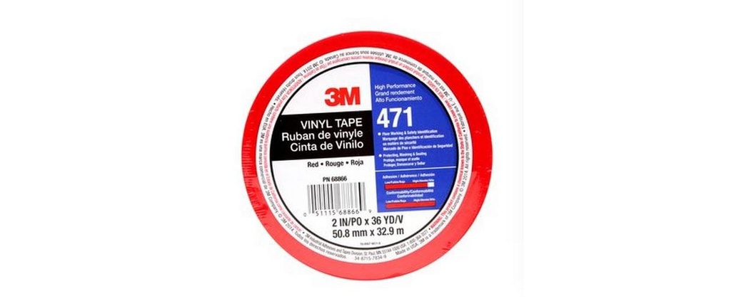 3M Ruban adhésif PVC souple 471 51 mm x 32.9 m, Rouge
