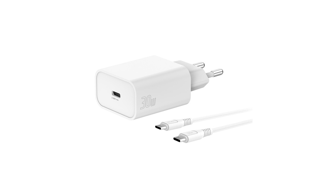 4smarts Chargeur mural USB VoltPlug PD 30W 1C Câble USB-C 1.5m blanc
