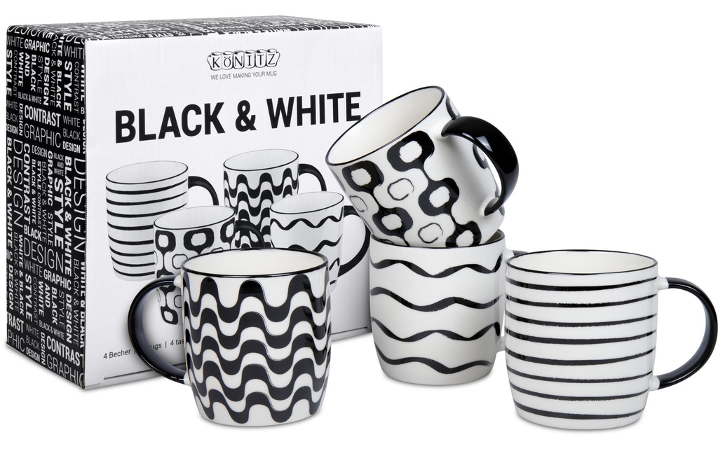 Könitz Gobelet à café Black & White 300 ml, 1 Pièce/s, Noir/Blanc