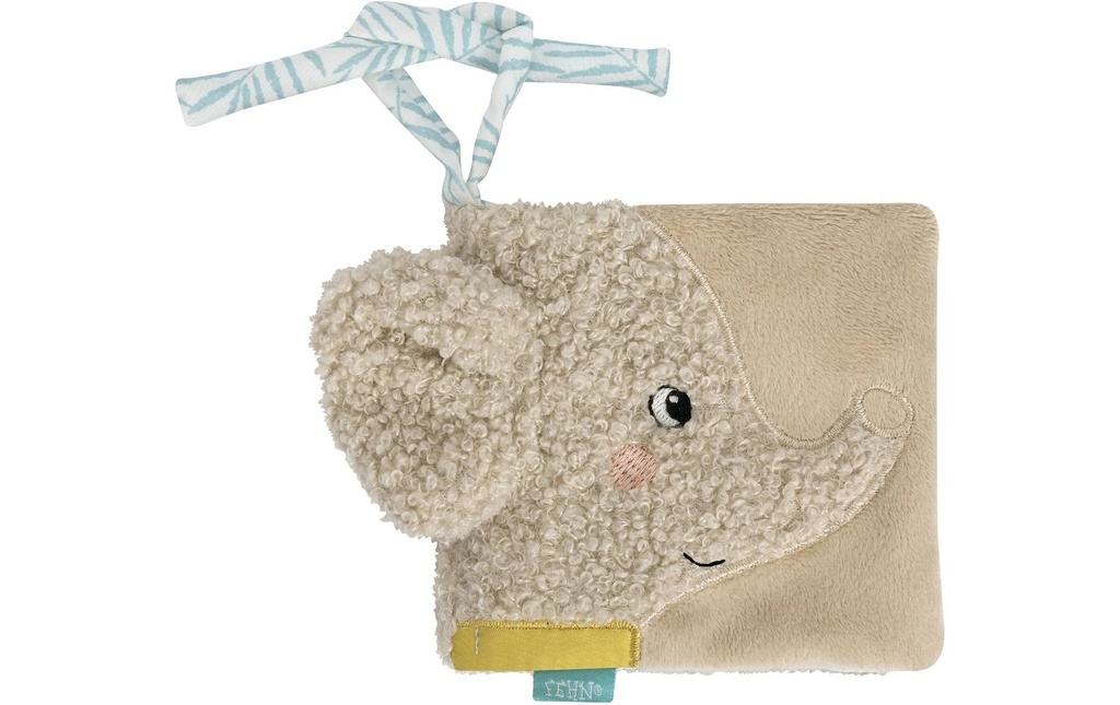 fehn Livre en tissu Éléphant Gris