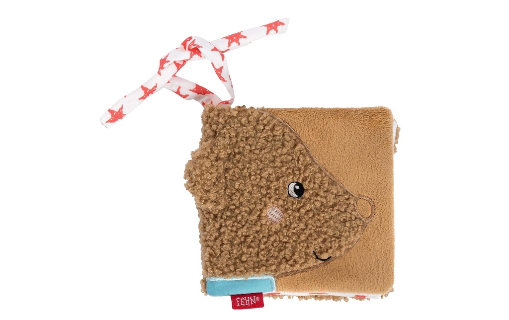fehn Livre en tissu Ours peluche / velours, marron