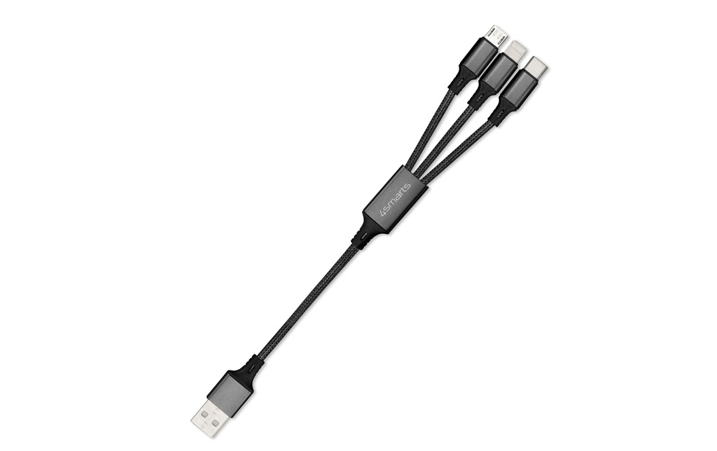 4smarts Câble chargeur USB 2.4A USB-A - Lightning/USB-C/Micro-USB B 0.2 m