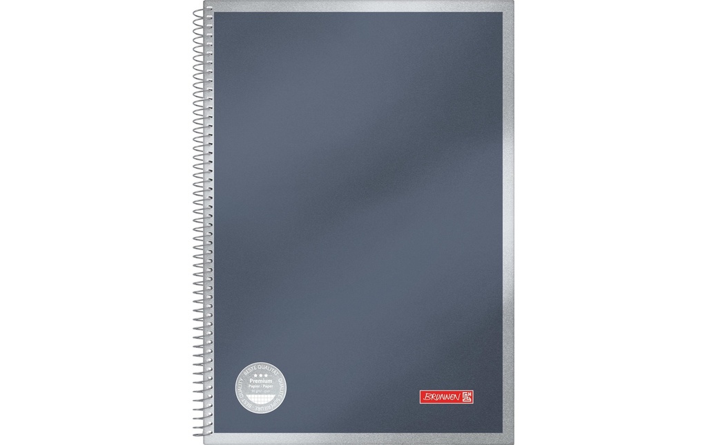 Brunnen Bloc-notes Premium Metallic A4, quadrillé, 100 feuilles, anthracite