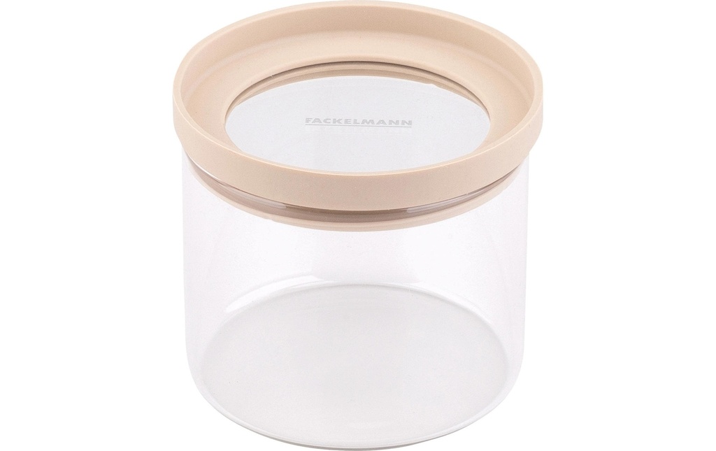 Fackelmann Bocal à provisions Bocal de stockage 500 ml, verre, beige, 1 pièce