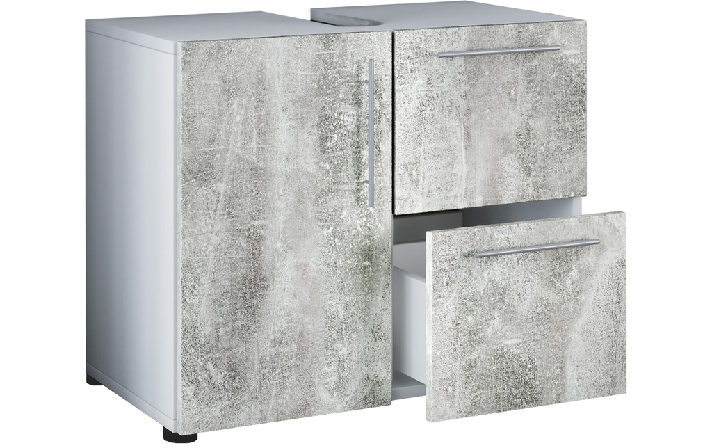 VCM Meuble sous lavabo Flandu 61 x 51 cm, blanc/béton
