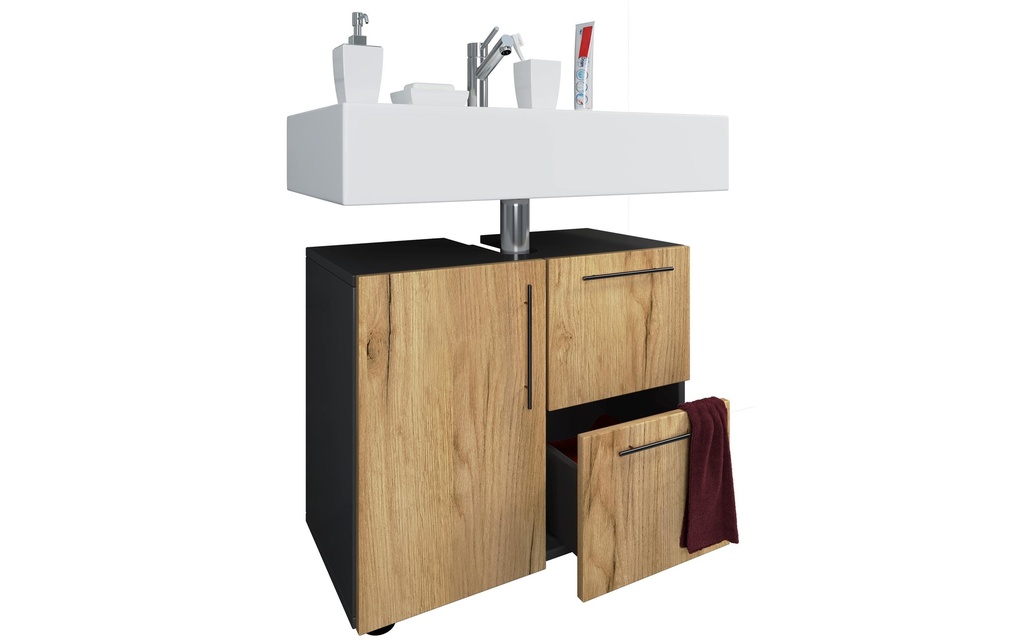 VCM Meuble sous lavabo Flandu 61 x 51 cm, anthracite/chêne