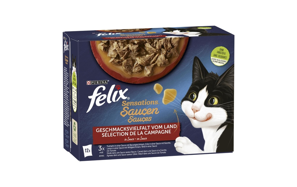Felix Alimentation humide Sensations Viande en sauce, 12 x 85 g