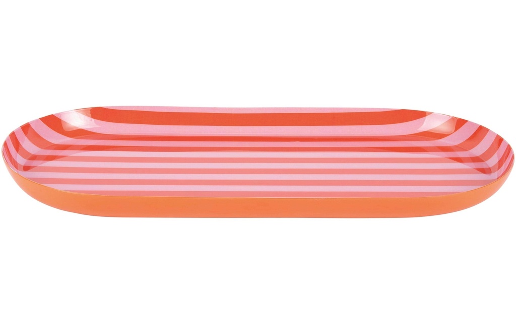 present time Plateau de service Animado Oval Large, Bright orange / Soft pink