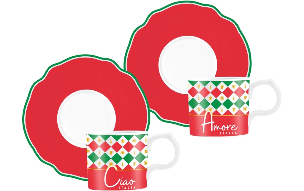 Bialetti Tasse à expresso Italia Damier, 90 ml, 2 tasses