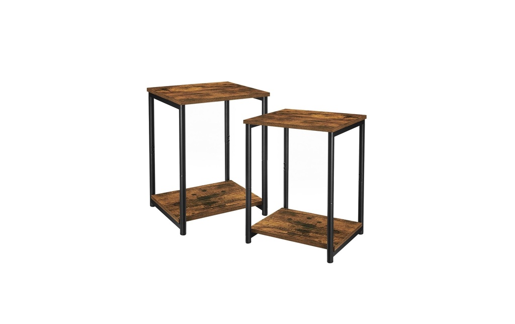 VASAGLE Set de 2 tables d'appoint 30 x 50 cm, Noir/Brun
