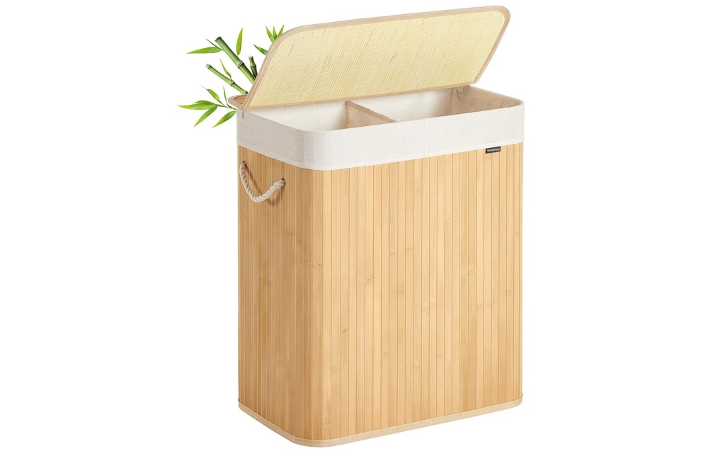 Songmics Panier à linge en bambou 100 l, Bambou