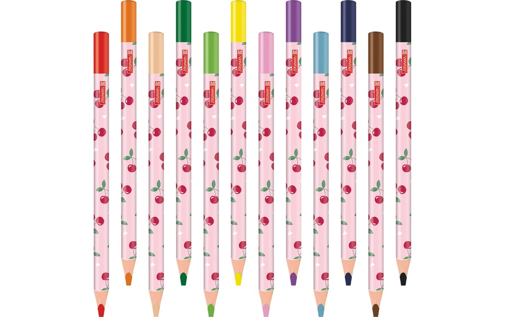 Brunnen Crayons de couleur Fruity Love Rose / rouge, 12 pièces