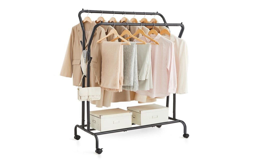 Songmics Porte-manteaux avec roulettes Noir