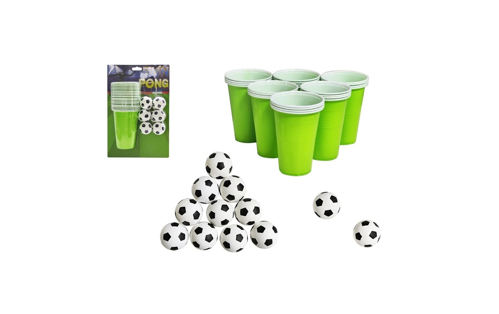 Sombo Accessoires de fête Fun Pong 24 gobelets et 12 balles