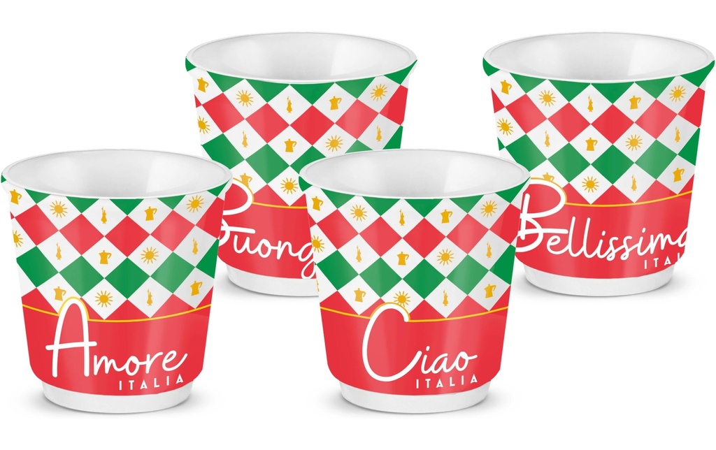 Bialetti Tasse à expresso Italia Damier, 80 ml, 4 tasses