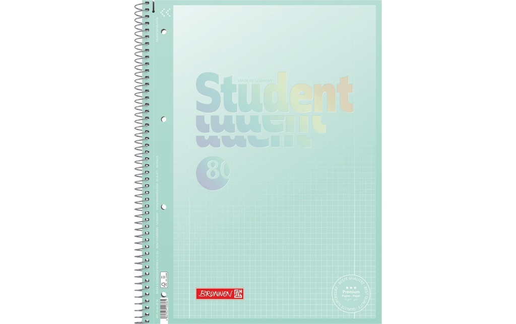 Brunnen Carnet de notes Premium Colour Code A4, quadrillé, 80 feuilles, menthe