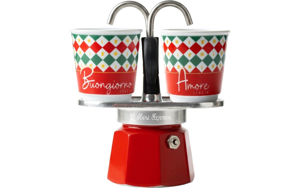 Bialetti Cafetière italienne Mini Express, Italia Damier, 2 tasses