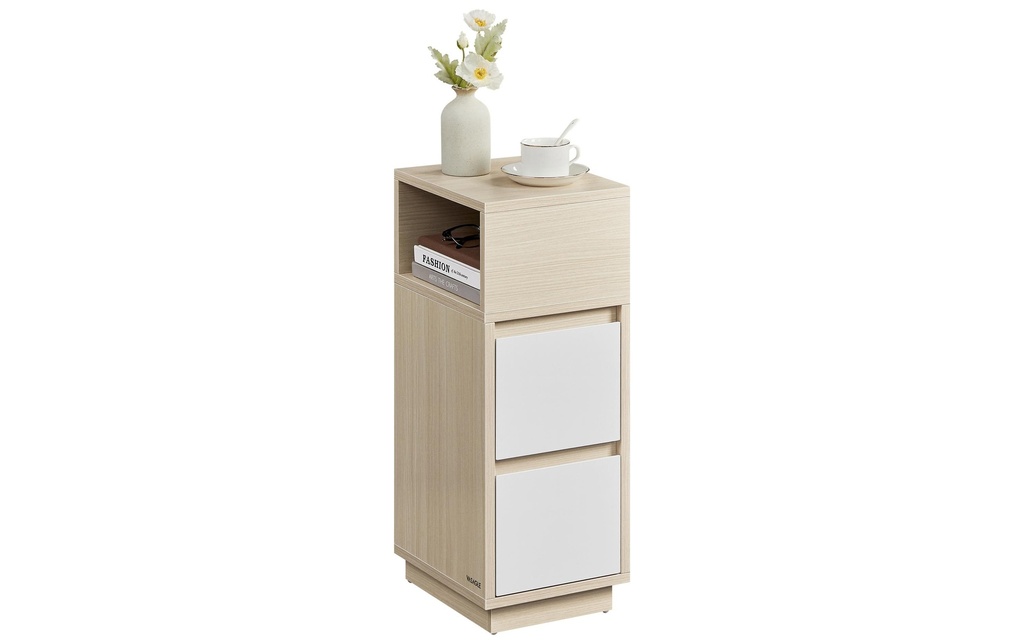 VASAGLE Table de nuit 25 x 62 cm, Blanc/Beige