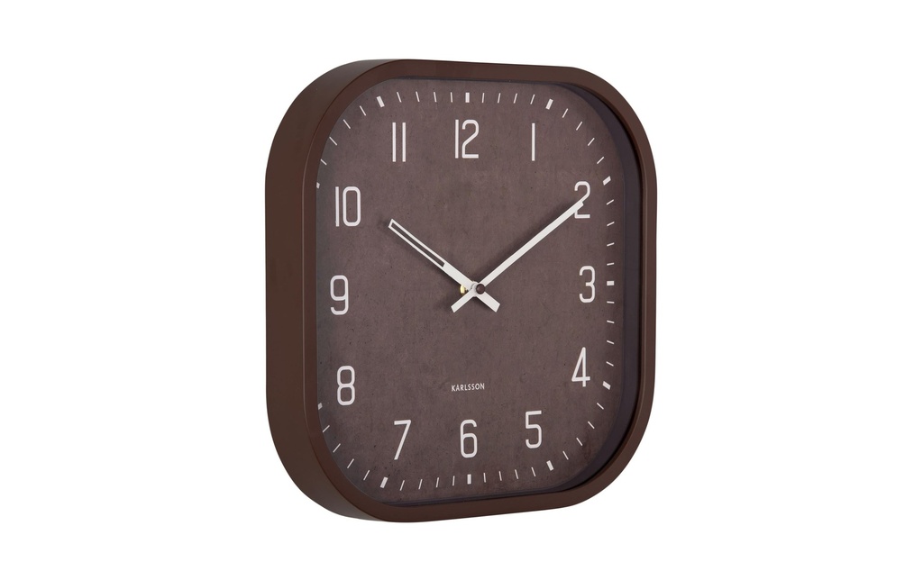KARLSSON Horloge murale Elemental Cuadrado 30 x 30 cm, brun chocolat