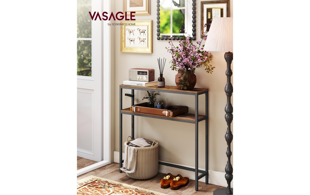 VASAGLE Table console 80 x 80 cm, Noir/Brun