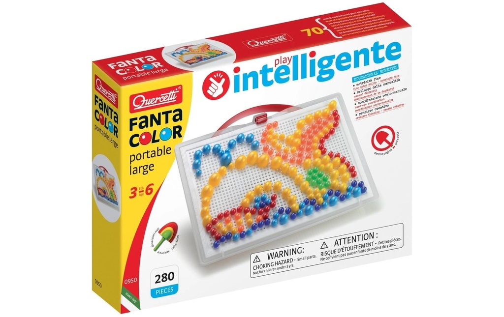 Quercetti Jeu d'encastrement de mosaïque FantaColor Portable (280 pièces)