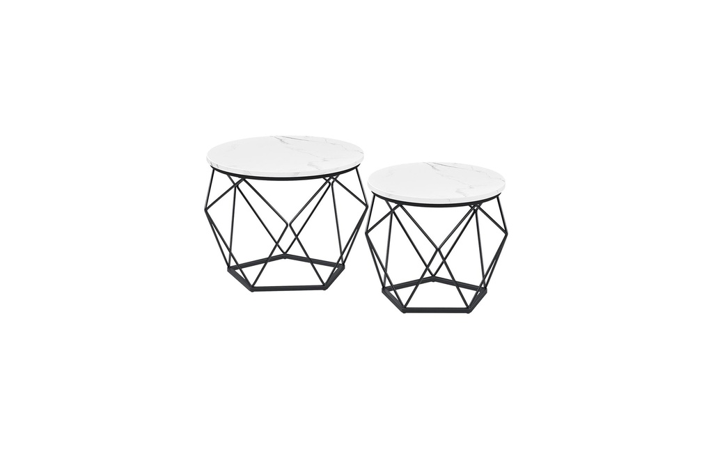 VASAGLE Set de 2 tables d'appoint 50 x 40 cm, Blanc/Noir