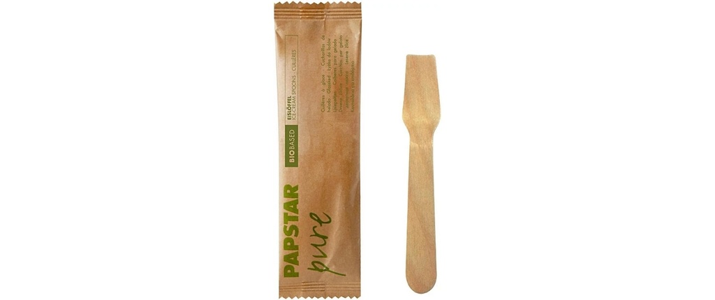 Papstar Cucchiaio da gelato monouso Bois PURE 50 Pièce/s Brun