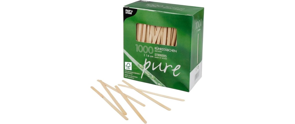 Papstar Agitateurs jetables PURE 14 cm 1000 Pièce/s Brun