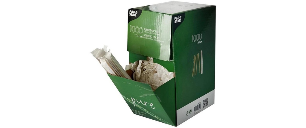 Papstar Agitateurs jetables PURE 11 cm 1000 Pièce/s Beige