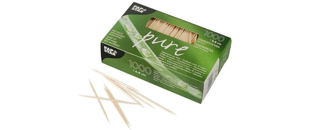 Papstar Cure-dents en bois PURE 1000 Pièce/s, Brun