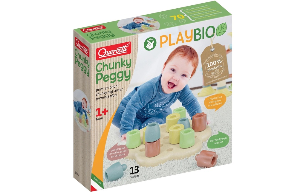 Quercetti Jeu d'encastrement en mosaïque PlayBio Chunky Peggy (13 pièces)