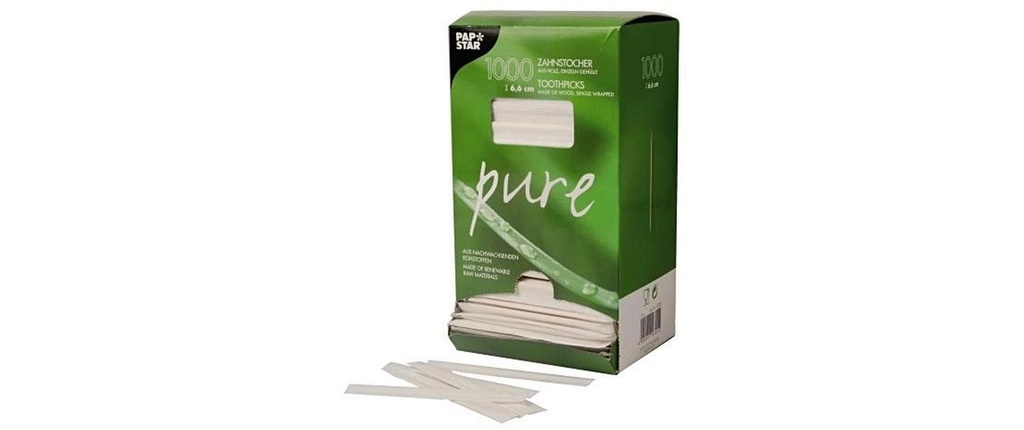 Papstar Cure-dents en bois PURE 1000 Pièce/s, Brun