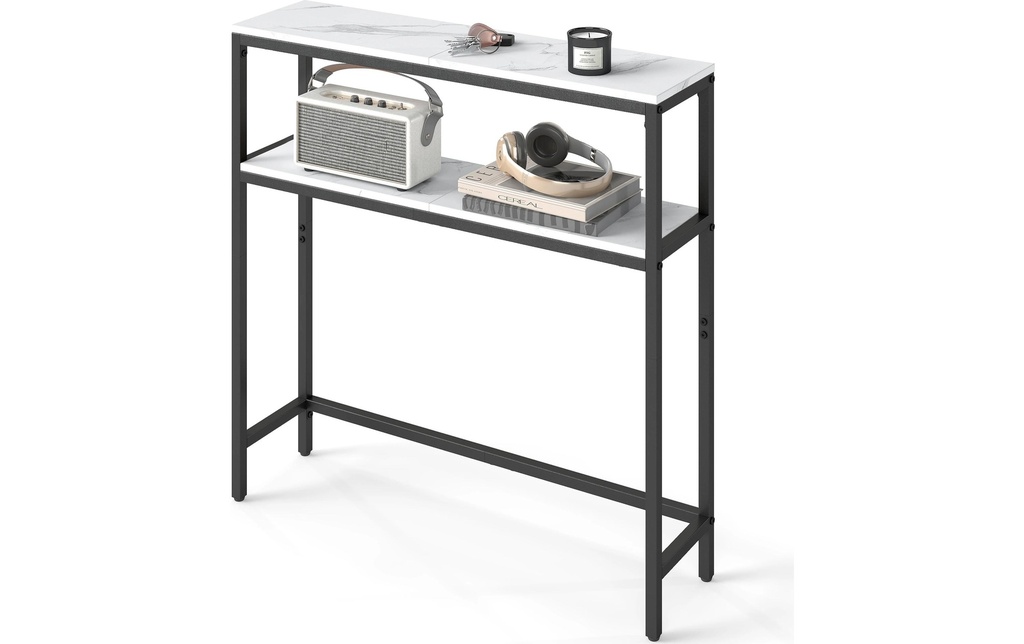 VASAGLE Table console 80 x 80 cm, Blanc/Noir