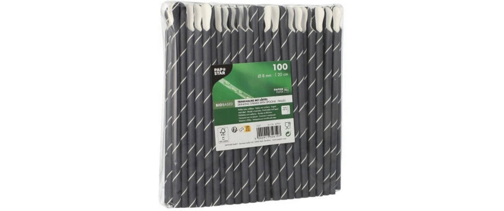 Papstar Paille STRIPES 100 Pièce/s, Noir/Blanc