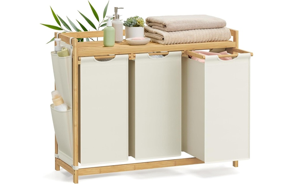 Songmics Panier à linge 150 l, Blanc