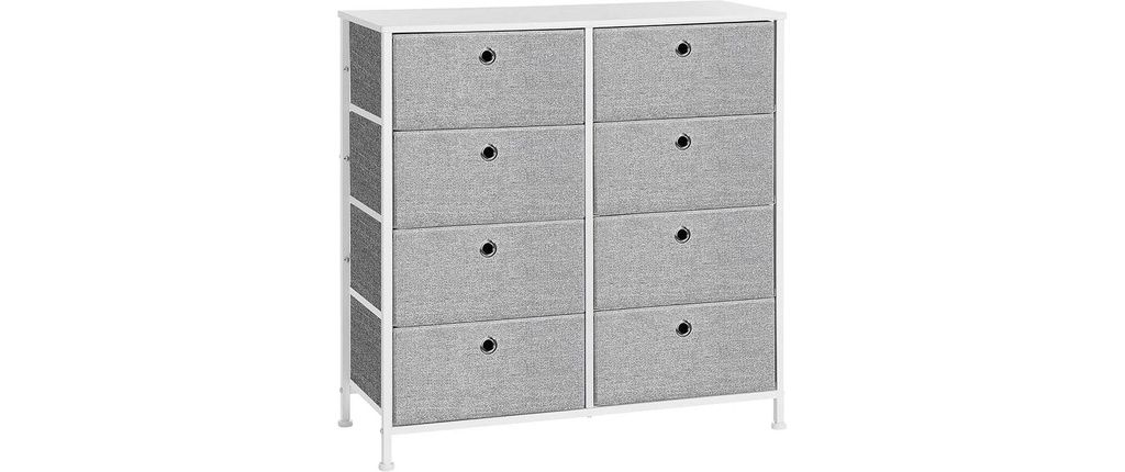 Songmics Commode à huit tiroirs 30 x 81.5 cm, Blanc/Gris