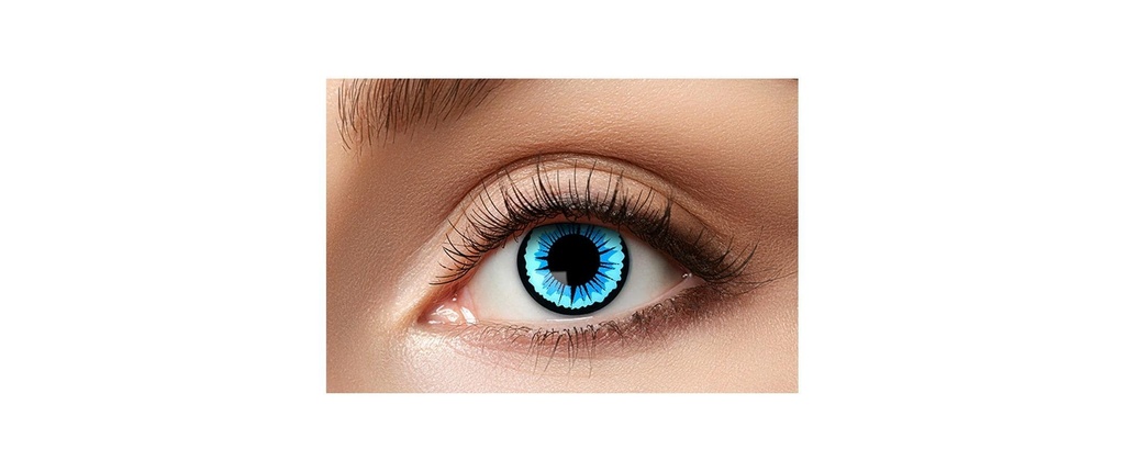 Partyartikel Lentilles de contact à trois mois ange bleu, 2 pièces, bleu / noir