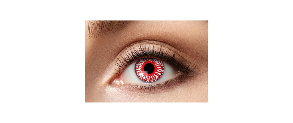 Partyartikel Lentilles de contact trimestrielles Bloodshot, 2 pièces, rouge / blanc