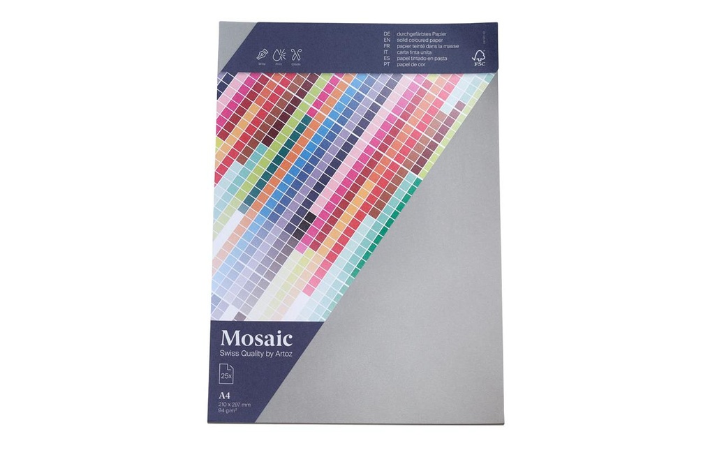Artoz Papier de création Mosaic A4, 25 feuilles, argent