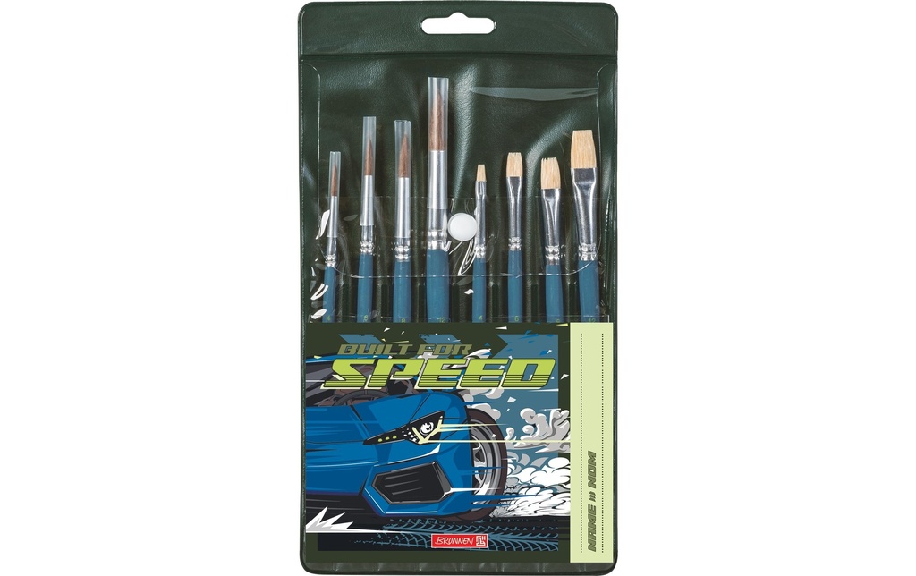 Brunnen Set de pinceaux pour l'école Fast Wheels, 8 pinceaux