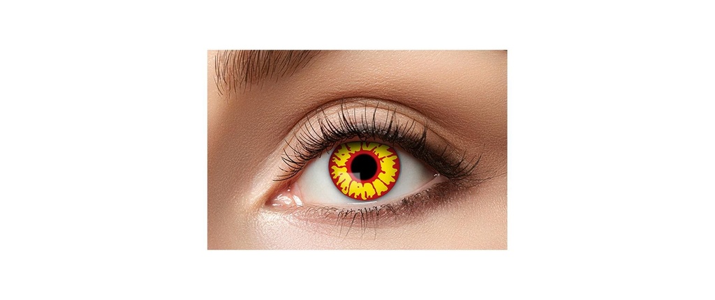 Partyartikel Lentilles de contact à trois mois Ork, 2 pièces, jaune / rouge