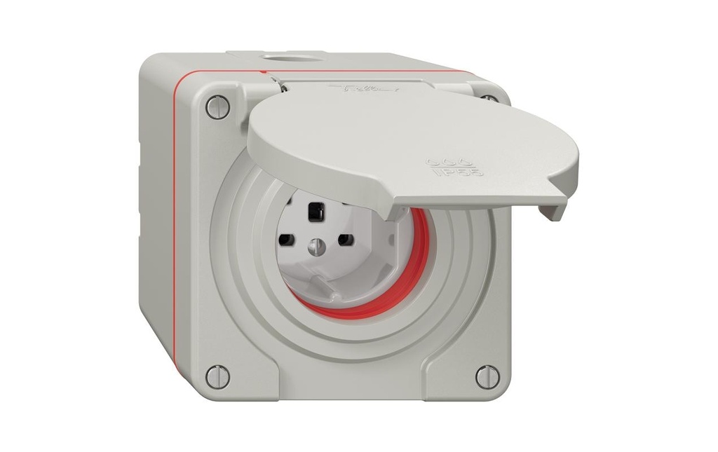 Feller Prise AP humide NEVO 1xT25 (16A/400 V) IP55 lgr Gris