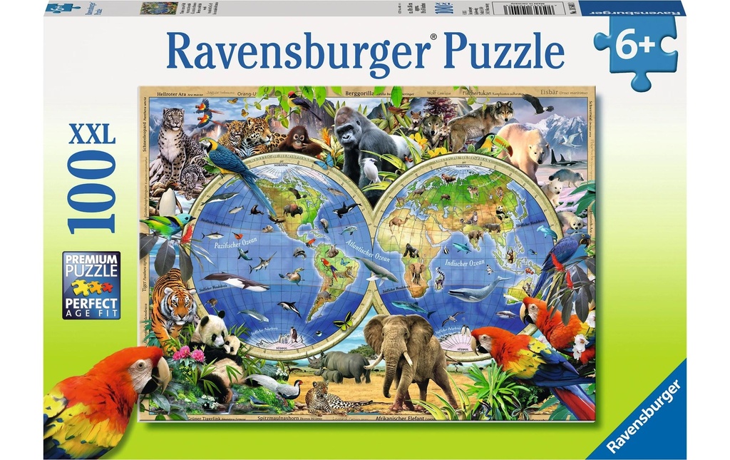 Ravensburger Puzzle Le tour du monde en animaux 100 pièces XXL