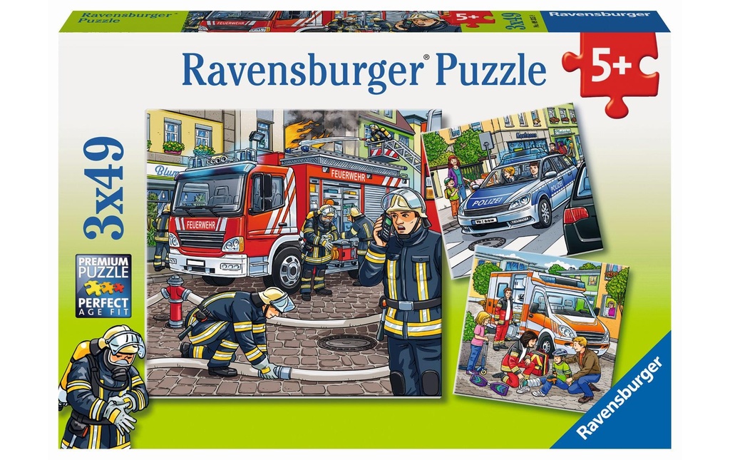 Ravensburger Puzzle Aider dans l'urgence 3 x 49 pièces avec mini-posters