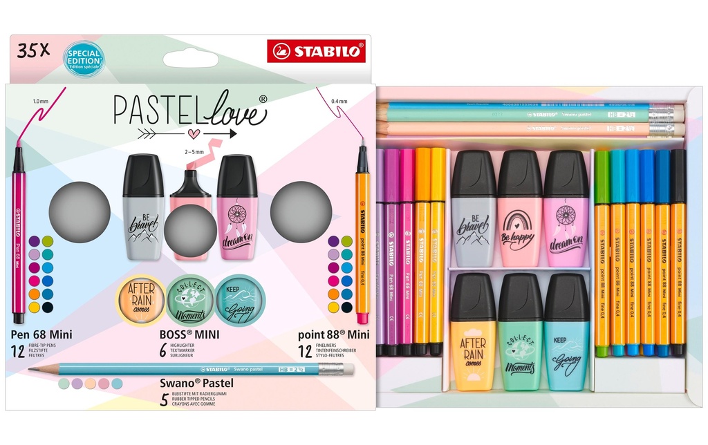 STABILO Mini World Pastellove 35 pièces